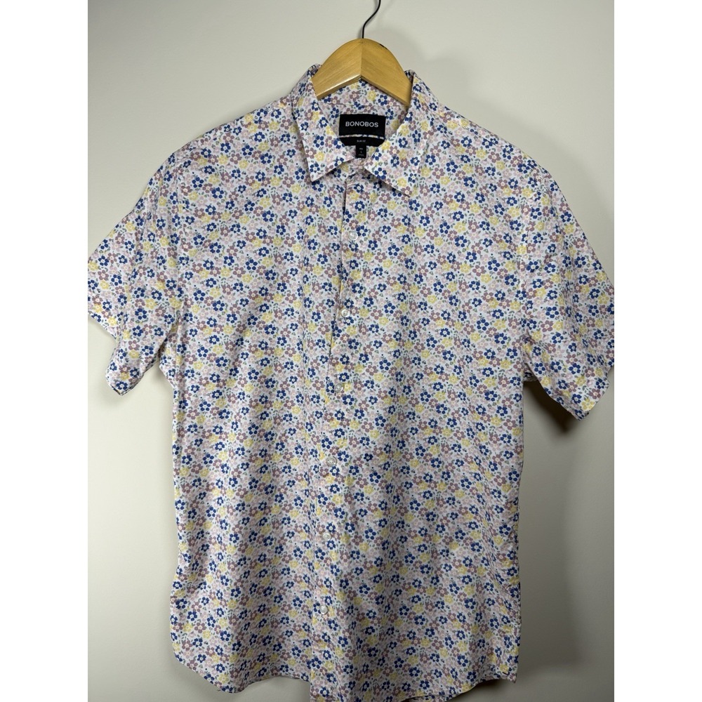 Bonobos Men's Short Sleeve Button-Down Shirt, Slim Fit, Floral Print, Size Large